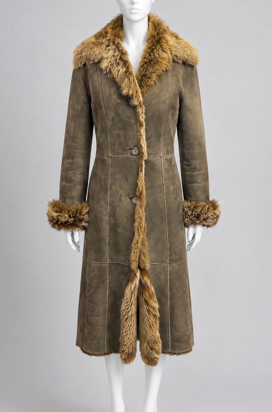 Beretta Sport Penny Lane Genuine Leather Fur Coat IT 42 US 6 S 70s Boho Italy